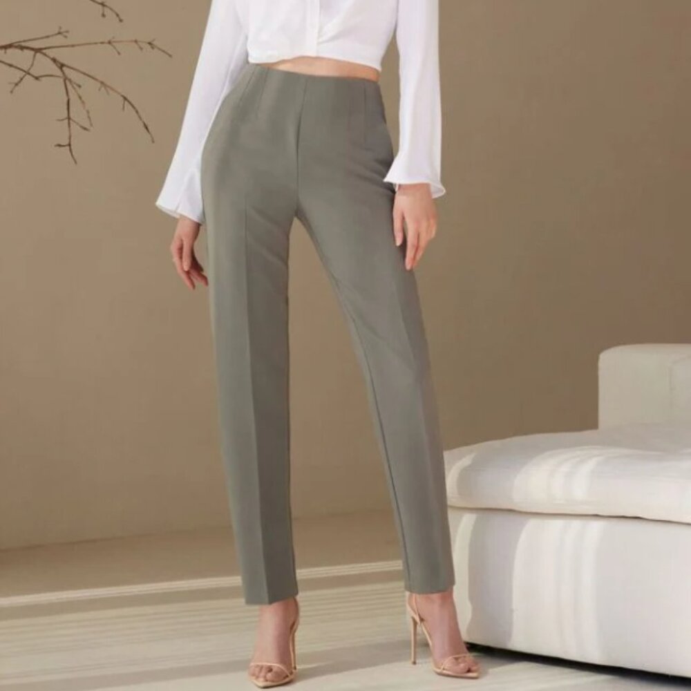 Dynamite Kendall High Waisted Grey Slim Trousers Pants with Side Zip